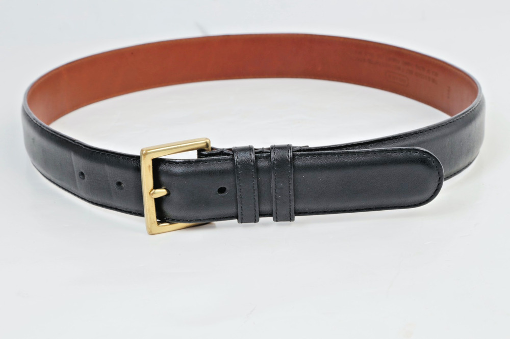 Coach Belt 30 75 Black Glove Tanned Leather Gold Brass Buckle Vintage Classic